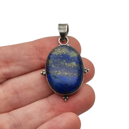 Colgante vintage de plata 925 y lapislázuli azul, boho chic artesanal, años 80