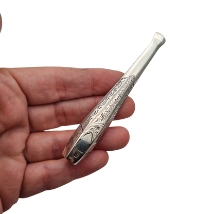 Antique Victorian cigarette holder in engraved silver with monogram cartouche, circa 1900-1925