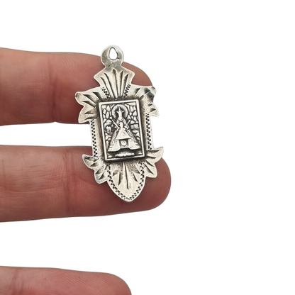 Religious medal The Black Madonna N.S. Montserrat in silver, Catalonia, 1930s-40s