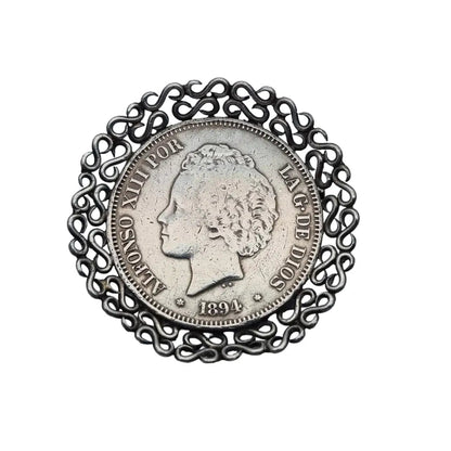 Joyas con monedas de plata broche