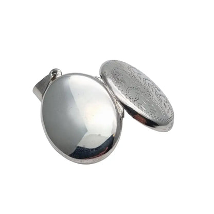 Medallón en forma de óvalo plata ley antigua vintage portafotos colgante