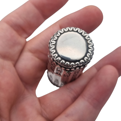 Antique Louis XVI Revival silver perfume bottle with monogram and stopper