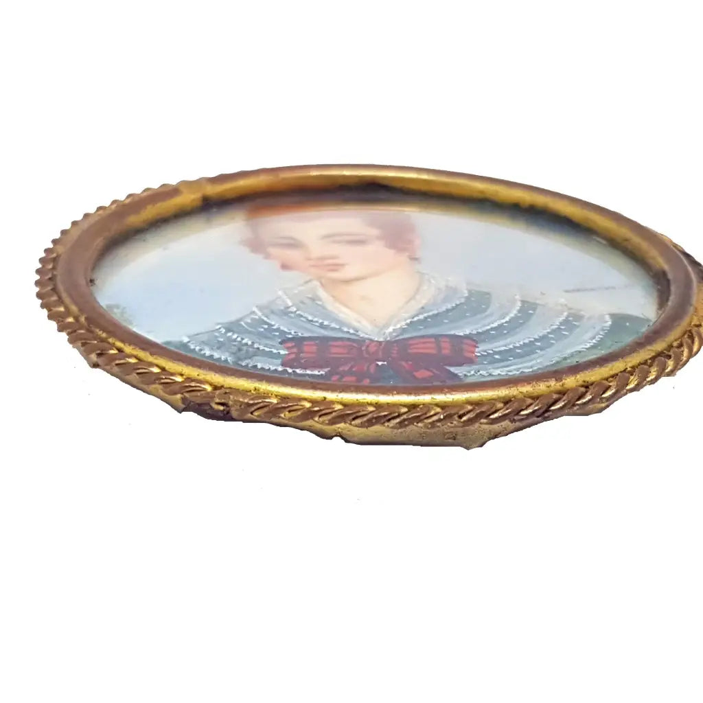 Broche de señora pintado a mano en miniatura victoriana camafeo