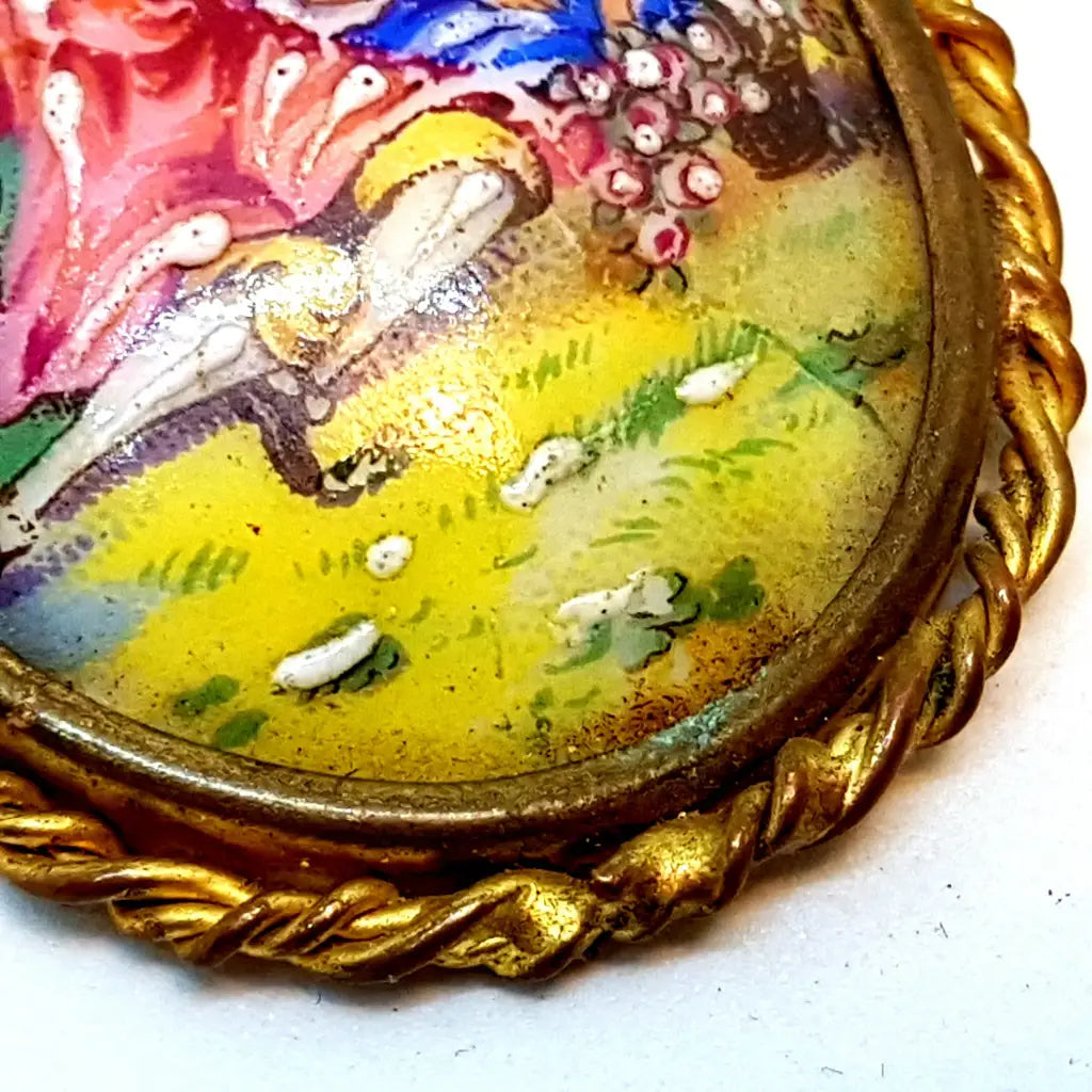 Broche de Limoges vintage pin francés porcelana Francia