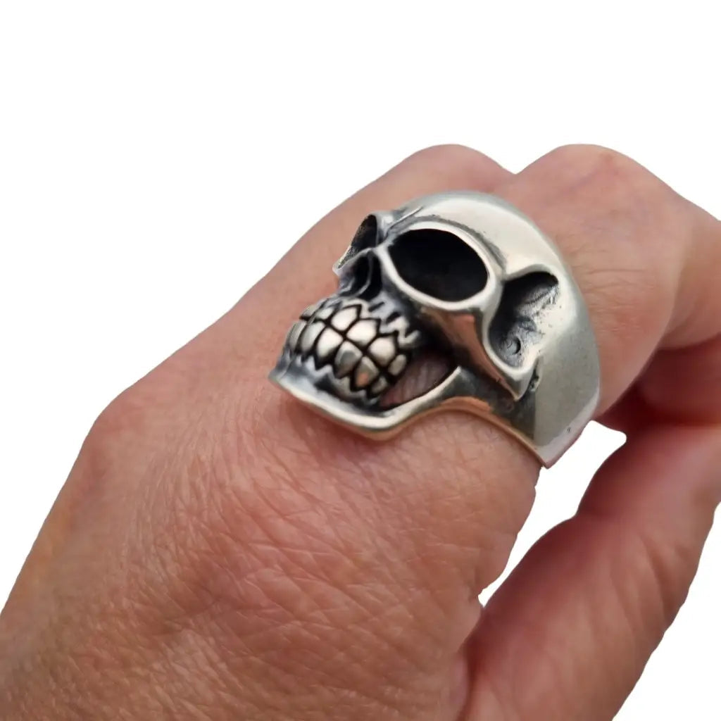 Anillo calavera de plata 925 gótico pesado estilo punk joyería rockera regalos