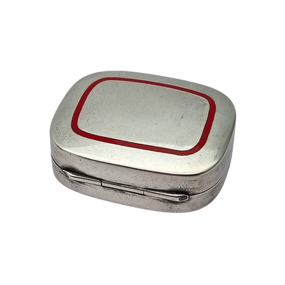 Caja de plata 925 estilo clásico esmalte rojo, Italia circa 1970-80