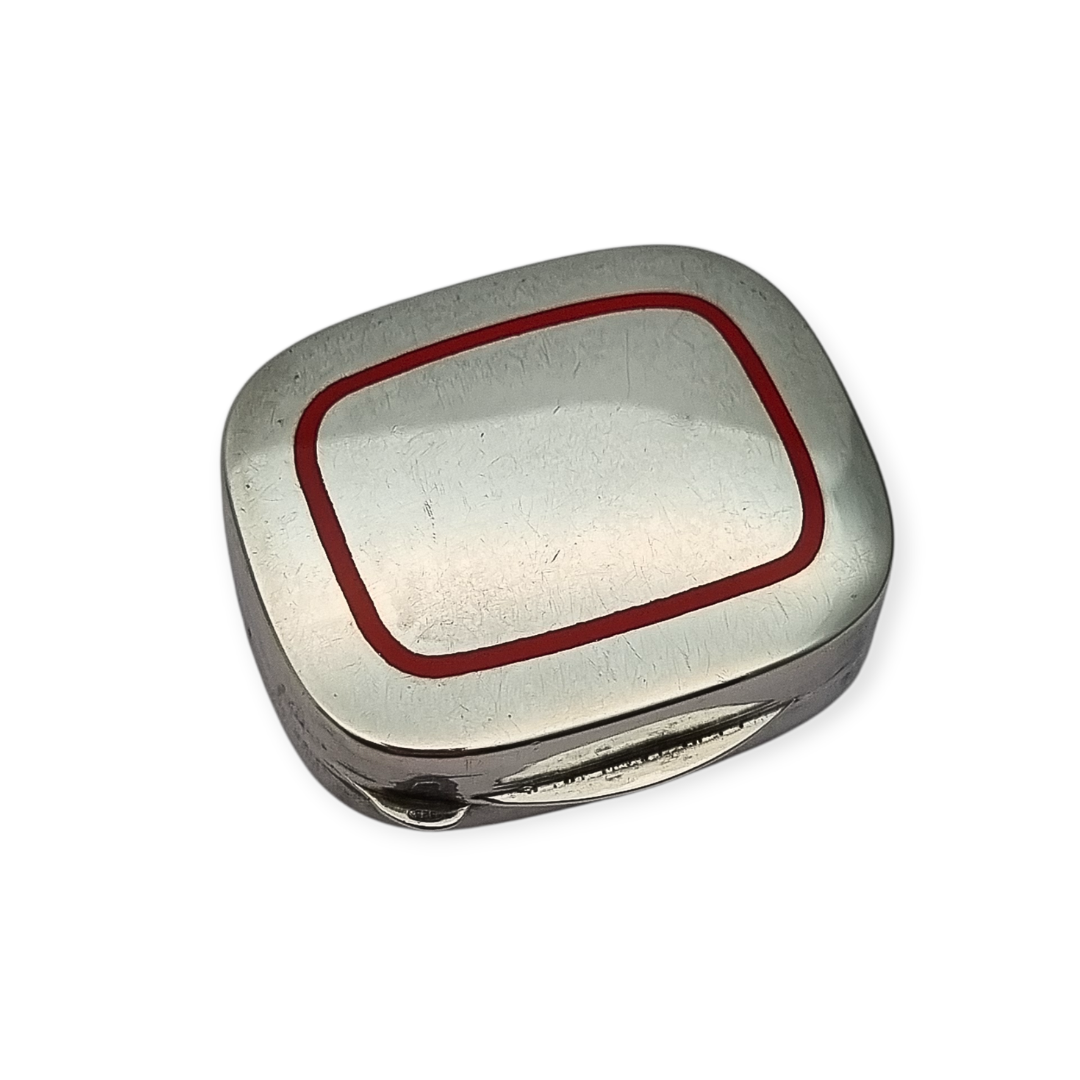 Caja de plata 925 estilo clásico esmalte rojo, Italia circa 1970-80