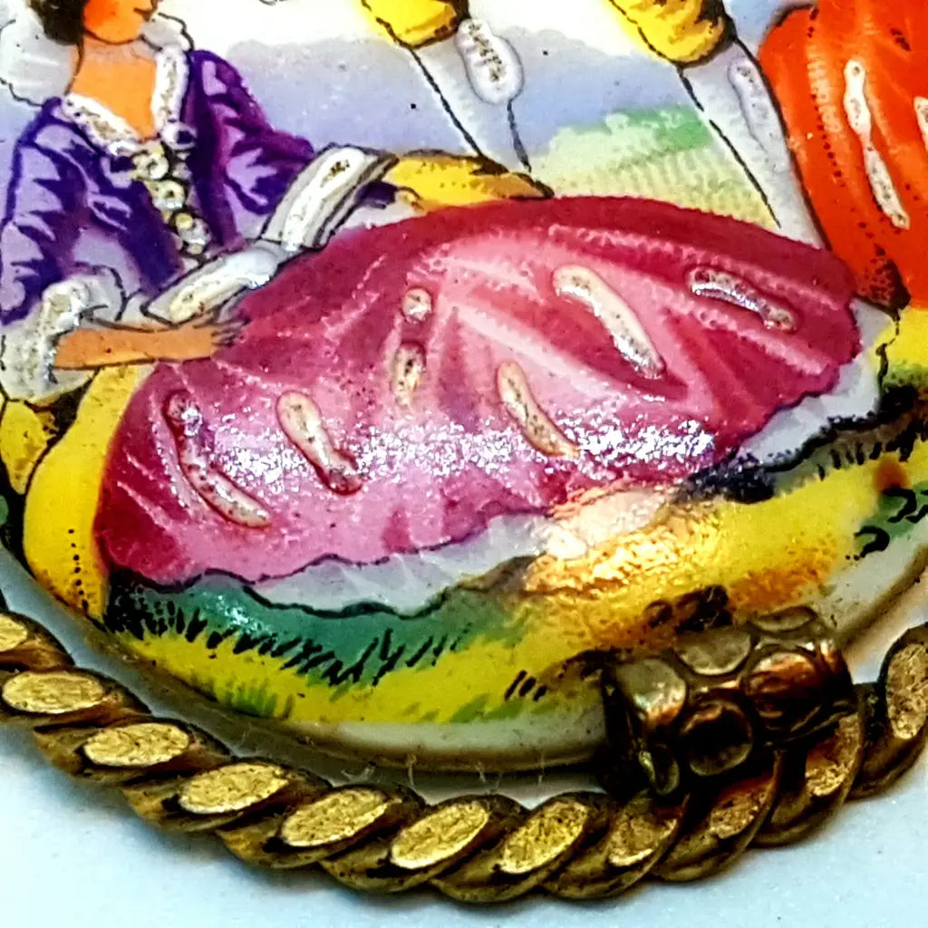 Regala una joya del arte francés broche de porcelana Limoges hecho y pintado