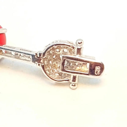 Pulsera plata vintage brillo bolas rojas plata. Circa 2000.