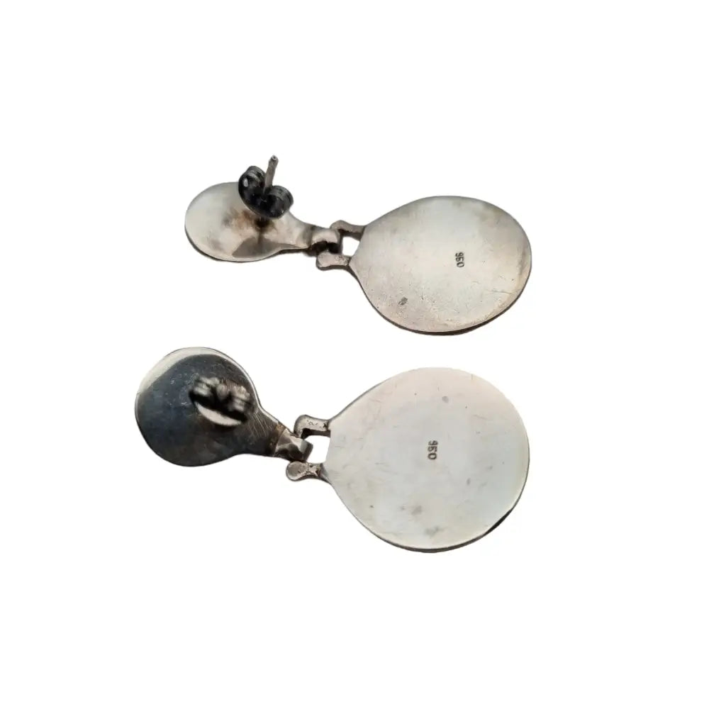 Pendientes boho de plata 950 y piedra lapislázuli malaquita joyas vintage.