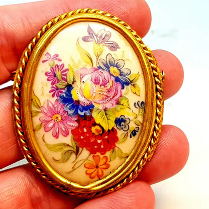 Broche Vintage/Broche Limoges/Broche Francés. de porcelana Limoges.