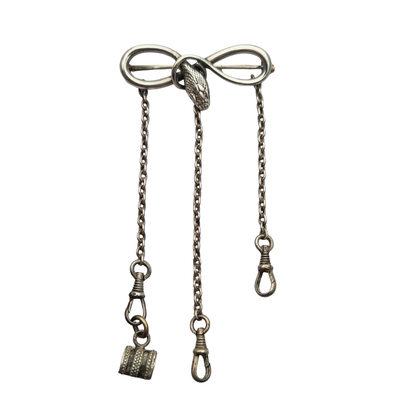 Victorian .800 Silver Snake and Infinity Chatelaine Pin, Europe, 19th - 20th Century