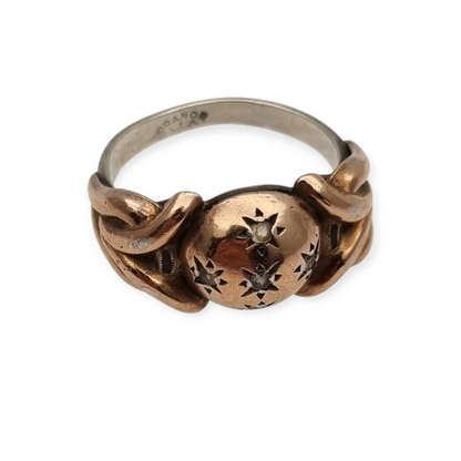 French ORANOR two-tone sterling silver and 18K gold ring, late Art Deco style, circa 1930-1940