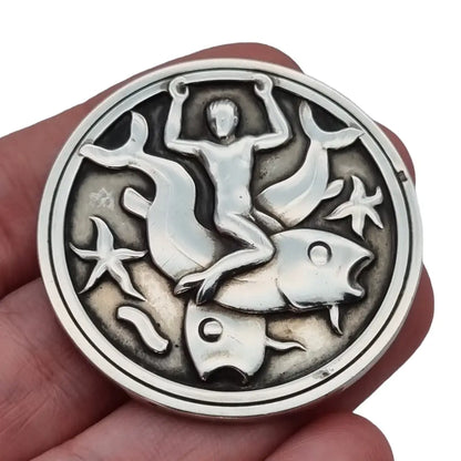 Broche Georg Jensen #285 plata Arno Malinowski Merman & Fish 1940.