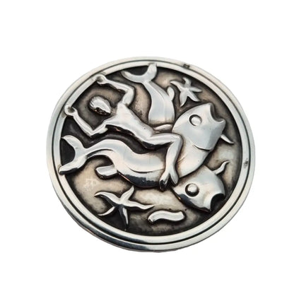 Broche Georg Jensen #285 plata Arno Malinowski Merman & Fish 1940.