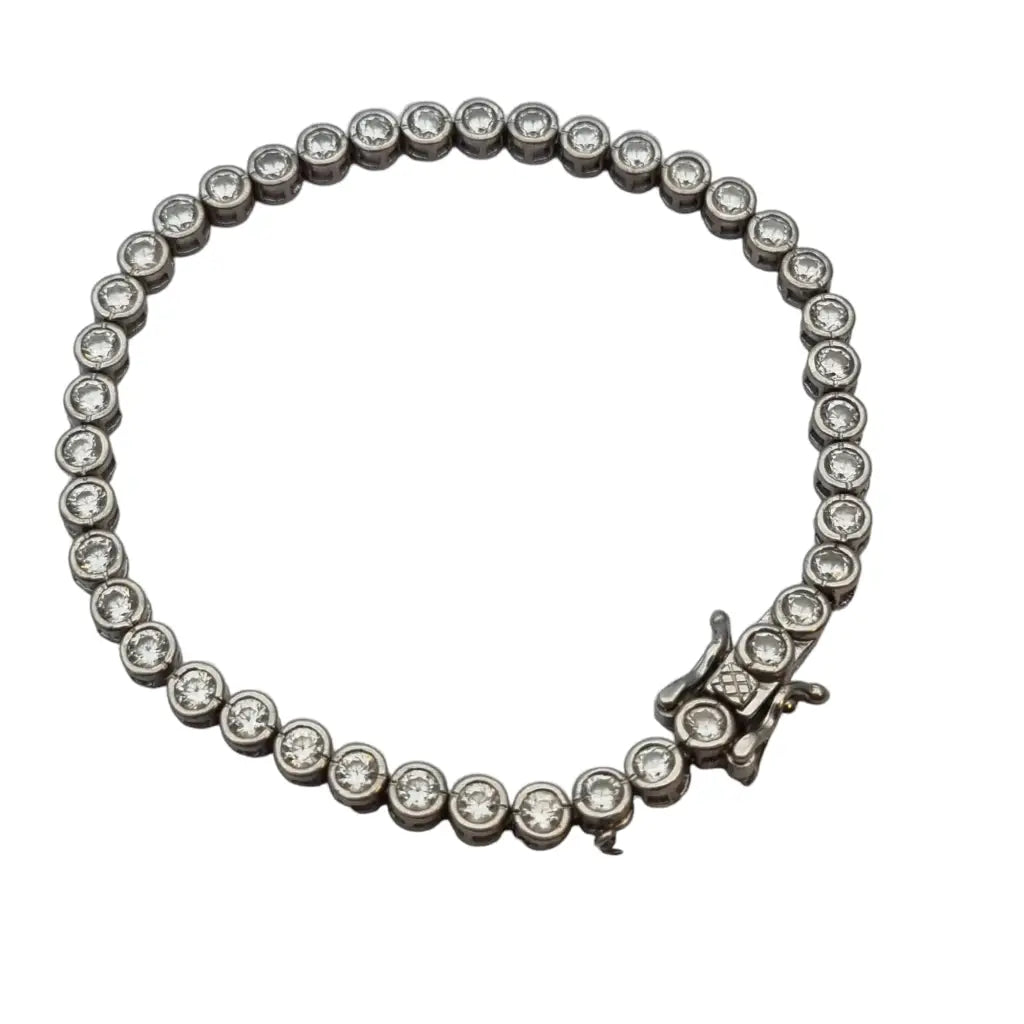 Pulsera vintage de plata 925 con circonitas blancas regalos para mujer.