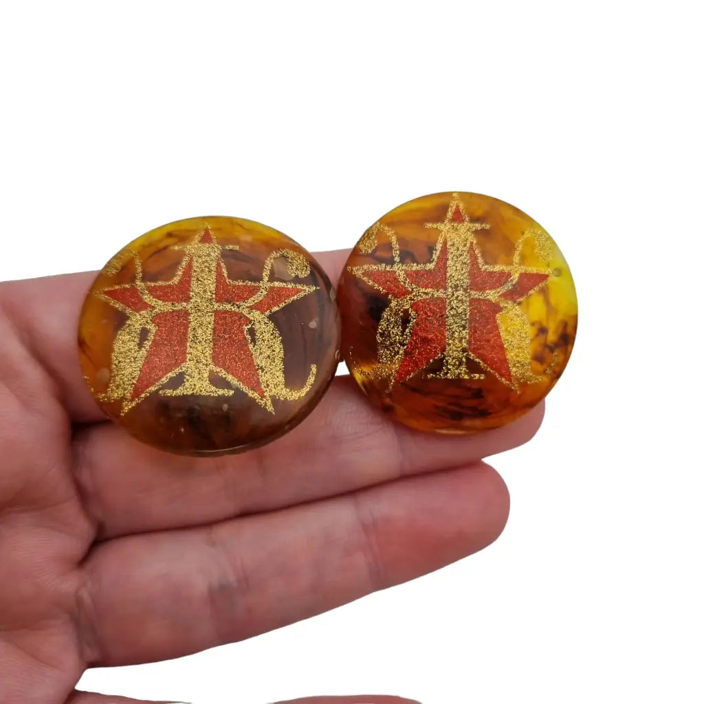 Pendientes vintage de clip marrón con estrella dorada regalos para mujer.