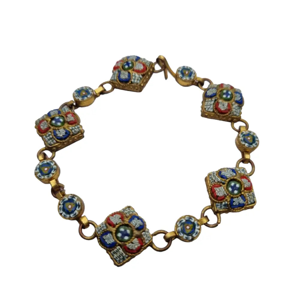 Pulsera de micromosaico italiano los años 40 joyas antiguas y vintage.