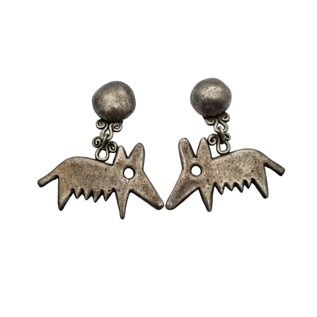 Pendientes art brut metal pointus paris acabado plata oxidada. - LaBizarreSusu