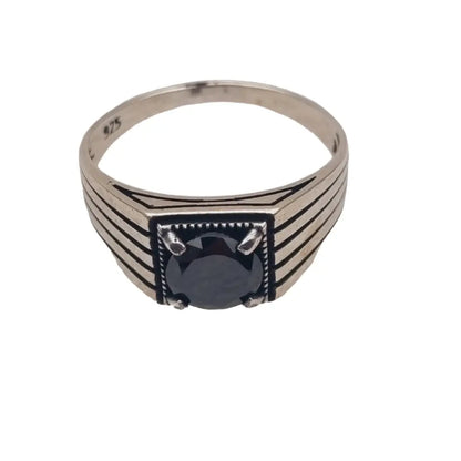 Anillo vintage de plata 925 con ónix negro 1980 joyería retro para hombre.