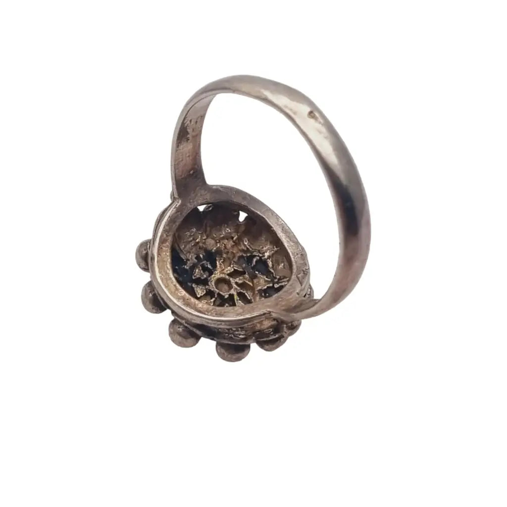 Anillo botón charro de plata anillos boho vintage para mujer ley.