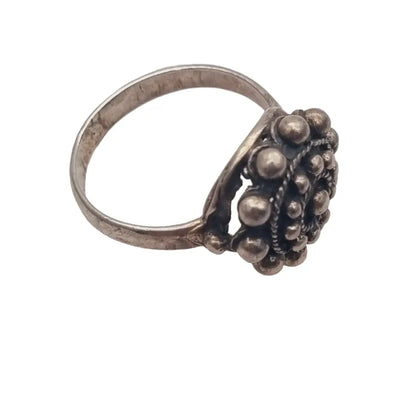 Anillo botón charro de plata anillos boho vintage para mujer ley.