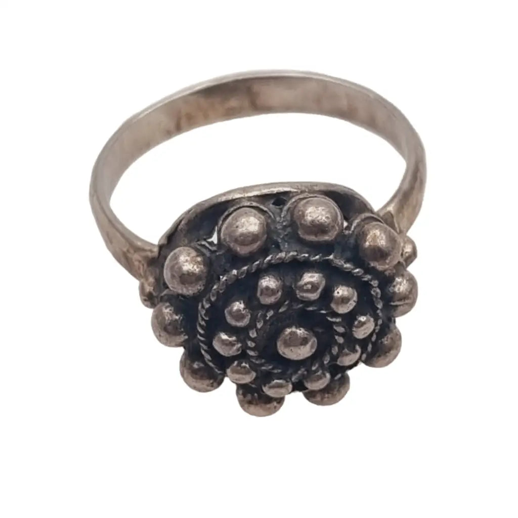 Anillo botón charro de plata anillos boho vintage para mujer ley.