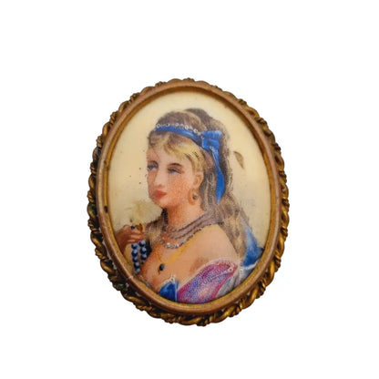 Broche vintage de dama limoges fabricado en porcelana antigua francia.