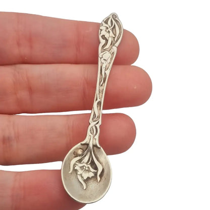 Cuchara modernista de plata flores art nouveau regalos para coleccionistas.