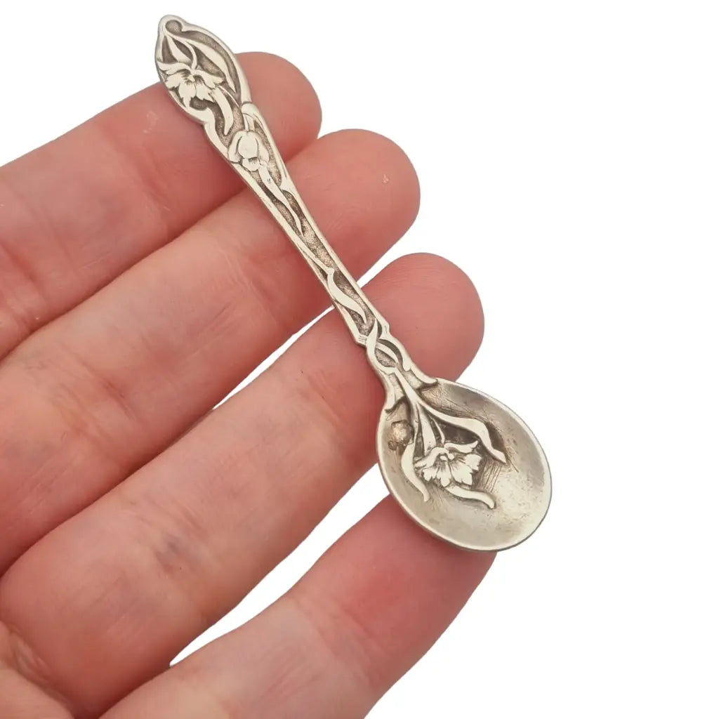 Cuchara modernista de plata flores art nouveau regalos para coleccionistas.