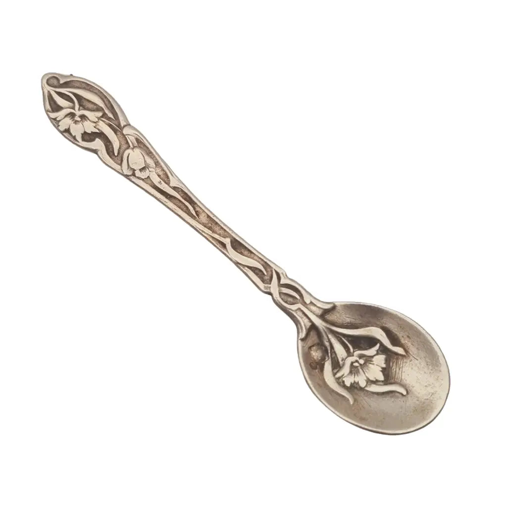 Cuchara modernista de plata flores art nouveau regalos para coleccionistas.