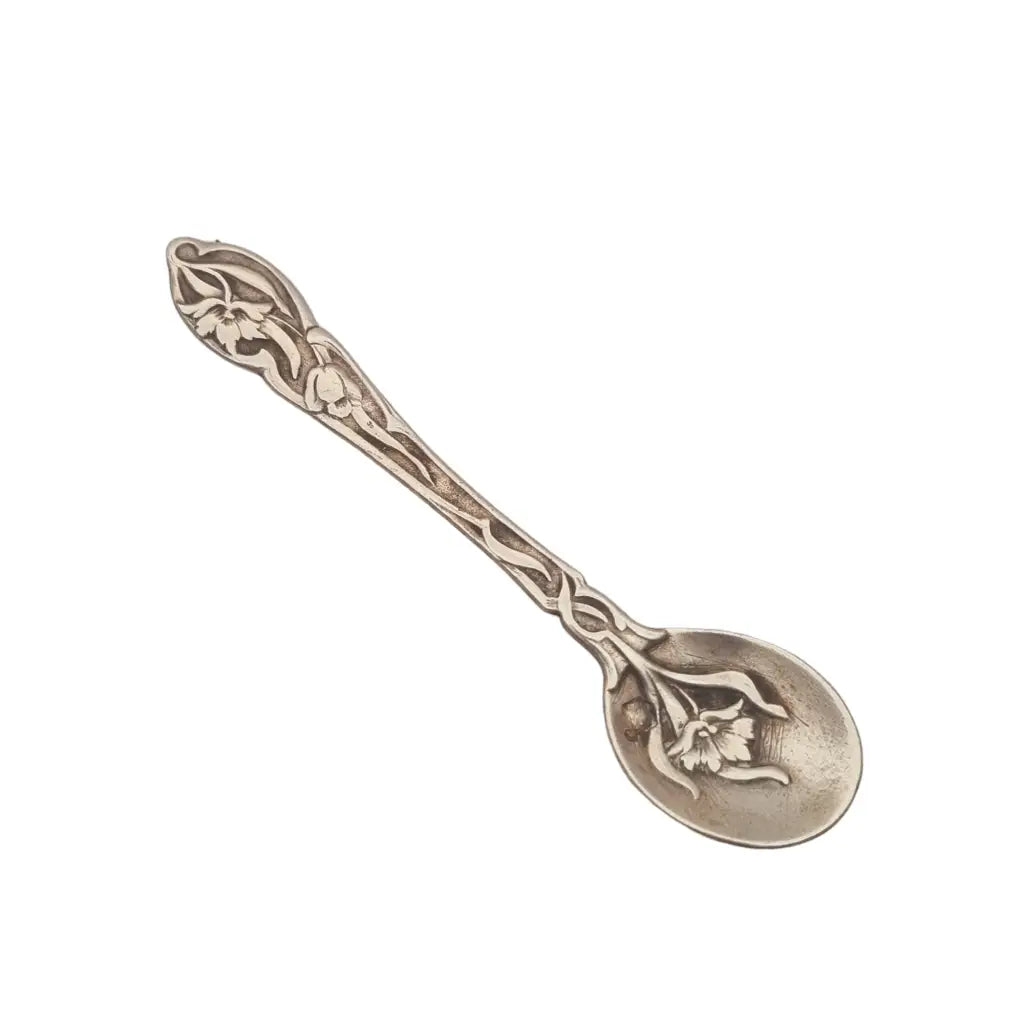 Cuchara modernista de plata flores art nouveau regalos para coleccionistas.