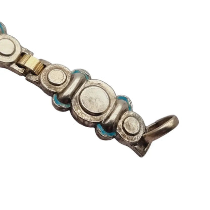 Pulsera antigua art decó de plata 916 con esmaltes azules para mujer 1940.