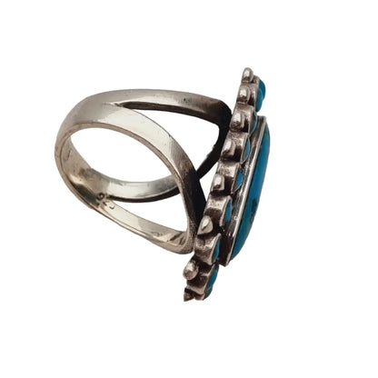 Anillo vintage estilo navajo de turquesa anillo boho plata 925 piedra azul.