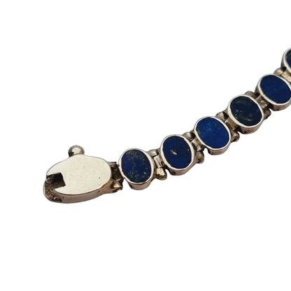 Pulsera de plata y lapislázuli azul retro boho para mujer 950 años 70.