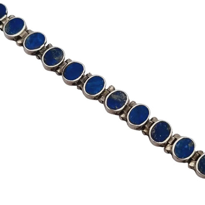 Pulsera de plata y lapislázuli azul retro boho para mujer 950 años 70.