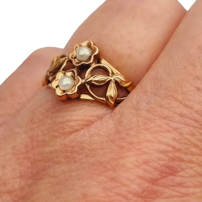 Anillo floral belle epoque con perlas de la marca oria francia 1900 regalos.