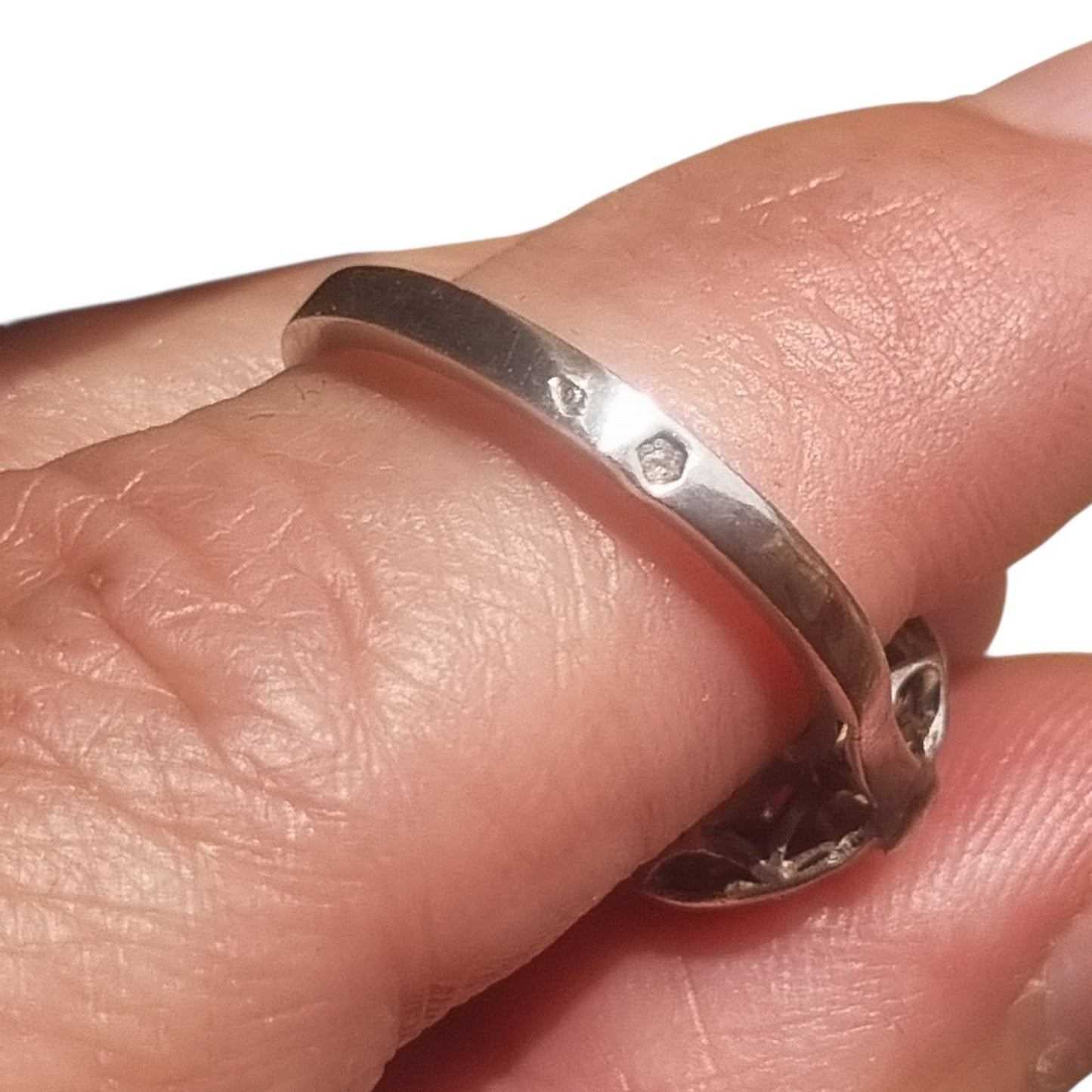 French Art Deco ring in tested silver with central crystal and rhinestones, vintage jewelry circa 1925–1950