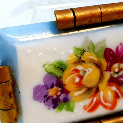 Broche vintage Limoge joyería francesa para mujer pintura de porcelana antigua