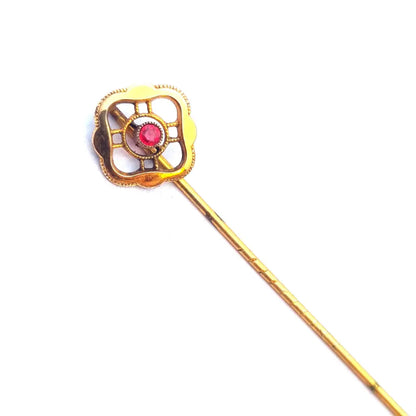 Alfiler victoriano de oro 9 k circa 1900 joyas antiguas en su caja