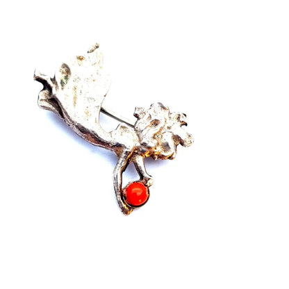 Alfiler Ninfa de coral estilo art nouveau broche modernista plata Circa XX.