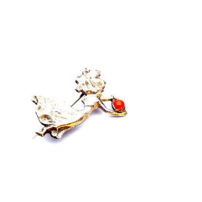 Alfiler Ninfa de coral estilo art nouveau broche modernista plata Circa XX.