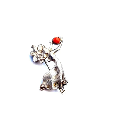 Alfiler Ninfa de coral estilo art nouveau broche modernista plata Circa XX.