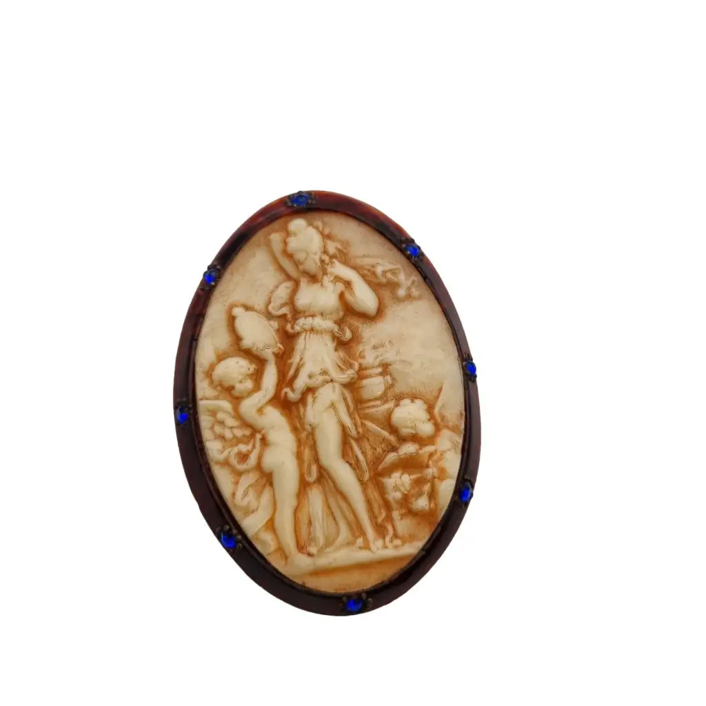 Broche de camafeo para mujer escena romana o griega vintage pin celuloide