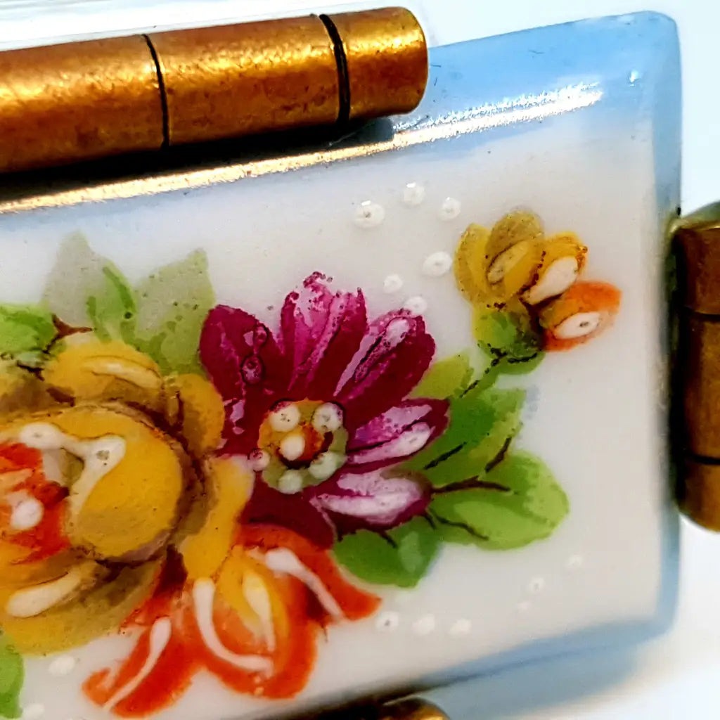 Broche vintage Limoge joyería francesa para mujer pintura de porcelana antigua