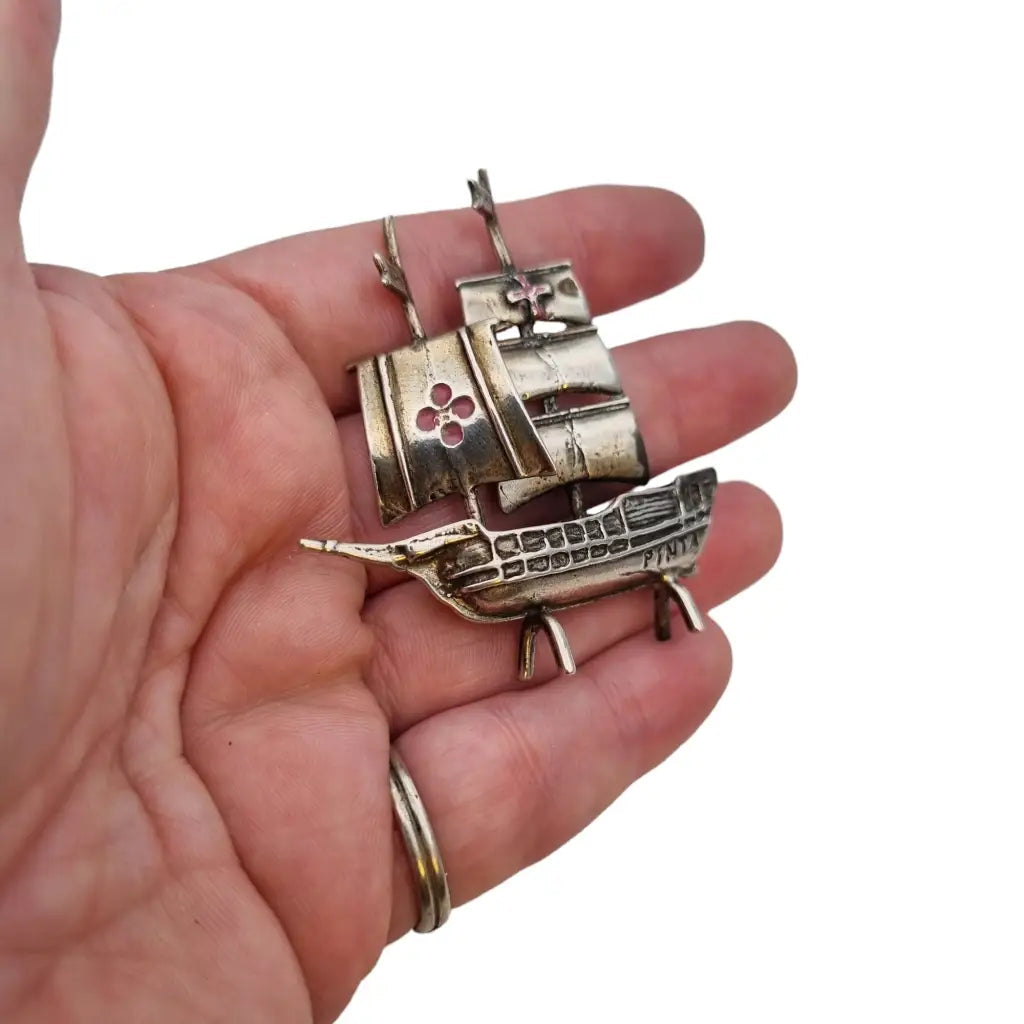 Miniatura de Antiguo barco español Figura colección vintage La Pinta Joyas