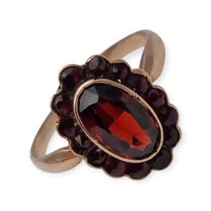 Anillo de granate rojo oro anillo 8k vintage compromiso