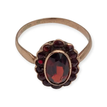 Anillo de granate rojo oro anillo 8k vintage compromiso