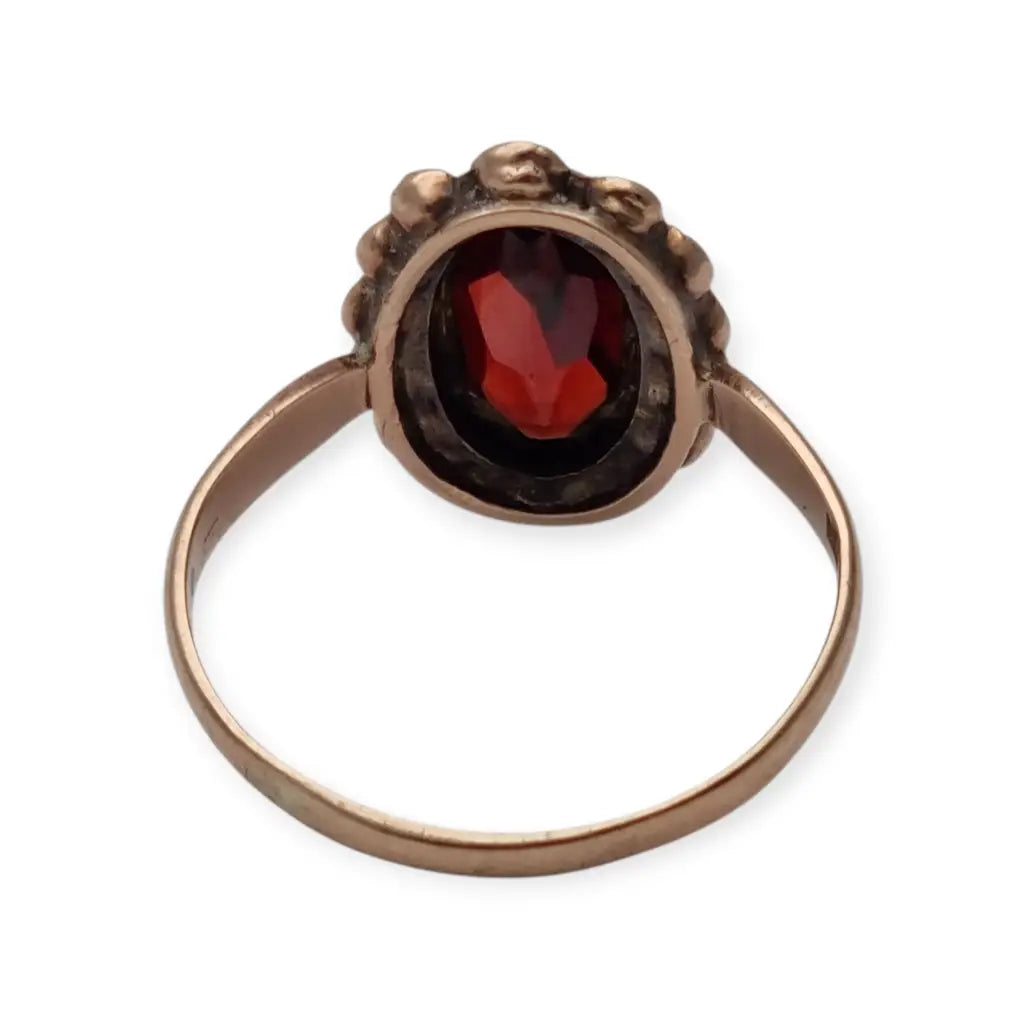 Anillo de granate rojo oro anillo 8k vintage compromiso