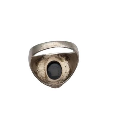 Anillo antiguo de ónix negro en plata 925 y oro 18k estilo sello para hombre.